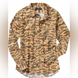United By Blue Hemp Printed Button-Down Shirt in Olive Camo